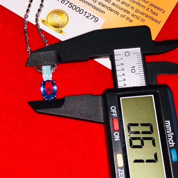 Natural Larimer opal and Tanzanite pendant, 10k white gold vermeil beautiful WOW - Picture 4 of 7